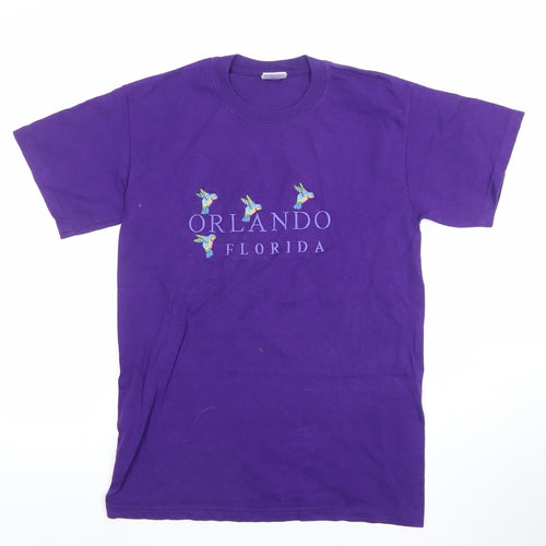 Gildan Women’s Purple Orlando Florida Embroidered Cotton T-Shirt Size S