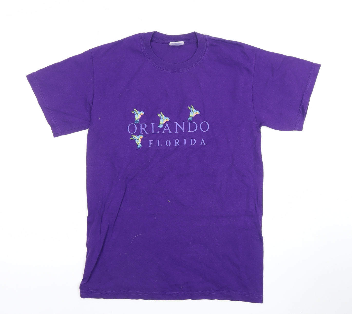 Gildan Women’s Purple Orlando Florida Embroidered Cotton T-Shirt Size S