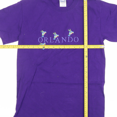 Gildan Women’s Purple Orlando Florida Embroidered Cotton T-Shirt Size S