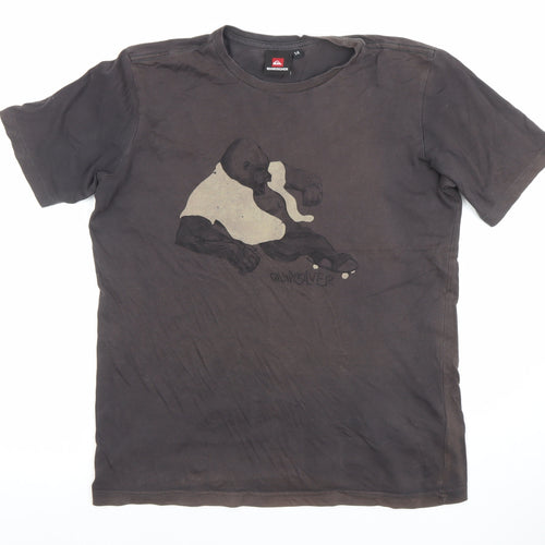 Quiksilver Teens Brown Graphic Gorilla Print Cotton T-Shirt Size 14