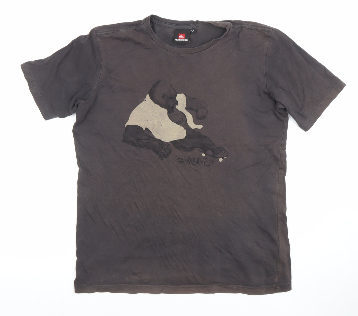 Quiksilver Teens Brown Graphic Gorilla Print Cotton T-Shirt Size 14