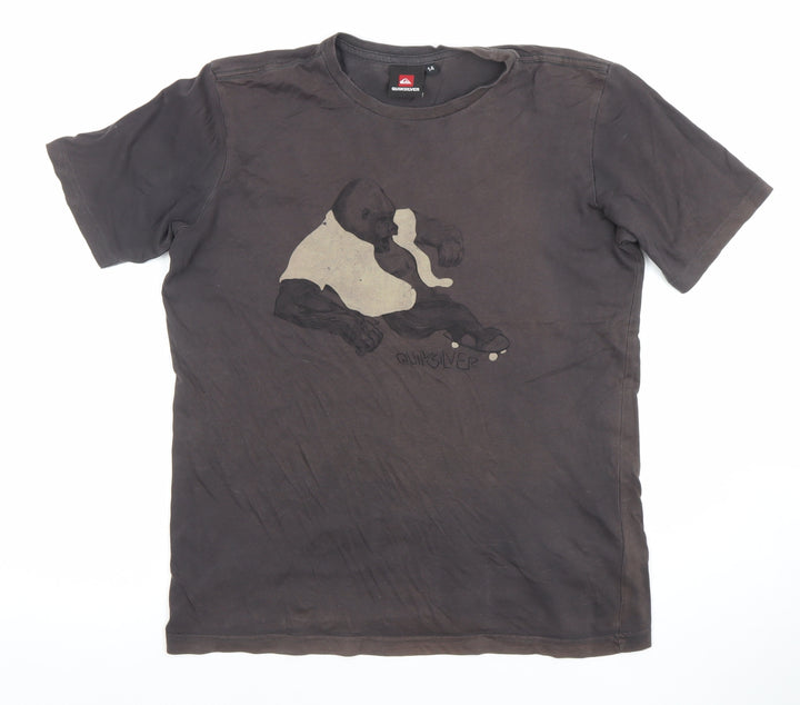 Quiksilver Teens Brown Graphic Gorilla Print Cotton T-Shirt Size 14