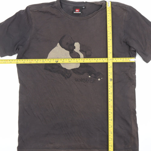 Quiksilver Teens Brown Graphic Gorilla Print Cotton T-Shirt Size 14