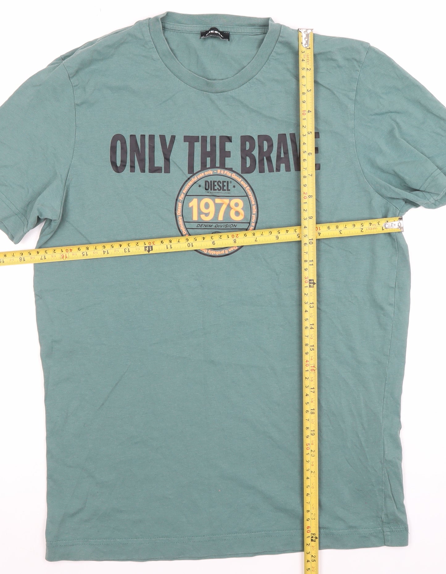Diesel Men's Green Graphic Print Crew Neck Cotton T-Shirt Size S