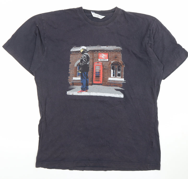 Kustom Kit Men's Black Medium Graphic Crew Neck T-Shirt
