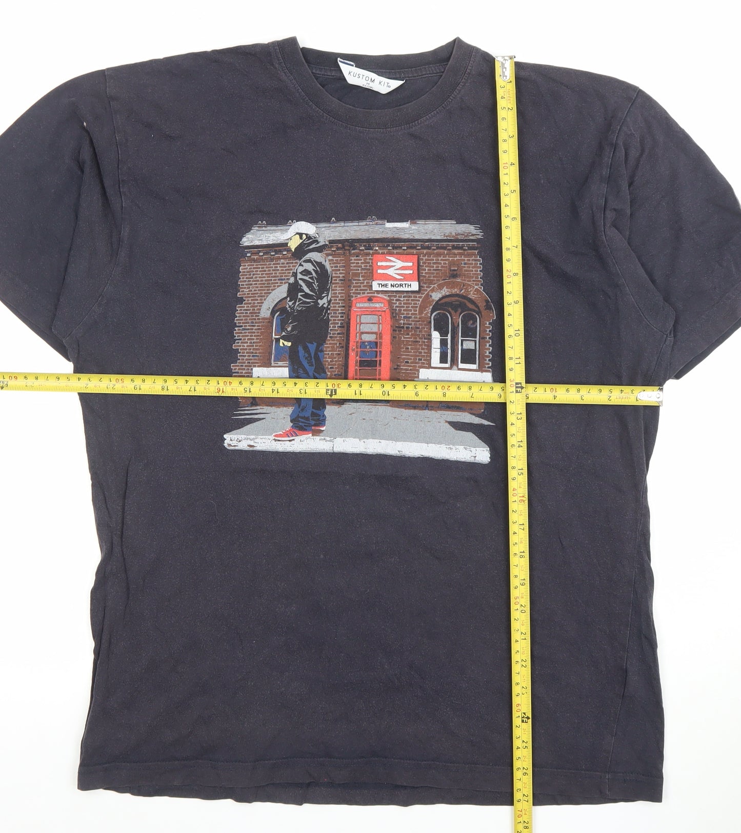 Kustom Kit Men's Black Medium Graphic Crew Neck T-Shirt