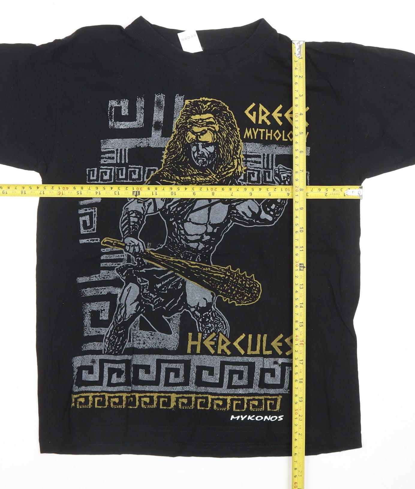 Men's Black Greek Mythology Hercules Graphic Cotton T-Shirt XS