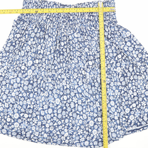 Uniqlo Women Blue Floral A-Line Short Skirt Size L Viscose Blend