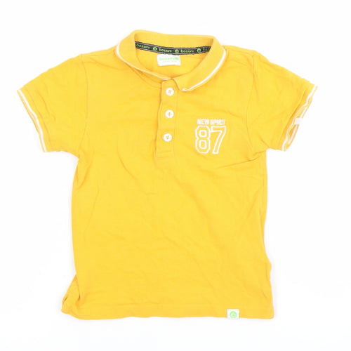 Bossini Boys Yellow Cotton Polo Shirt 5-6 Years Classic Short Sleeve