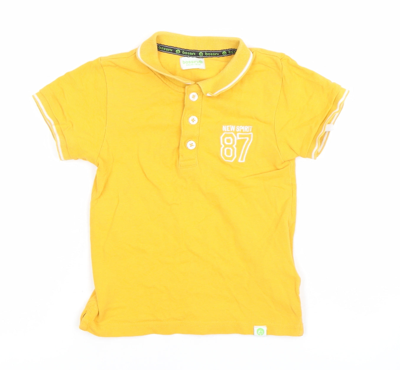 Bossini Boys Yellow Cotton Polo Shirt 5-6 Years Classic Short Sleeve