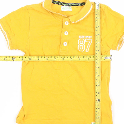 Bossini Boys Yellow Cotton Polo Shirt 5-6 Years Classic Short Sleeve