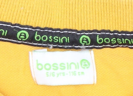 Bossini Boys Yellow Cotton Polo Shirt 5-6 Years Classic Short Sleeve