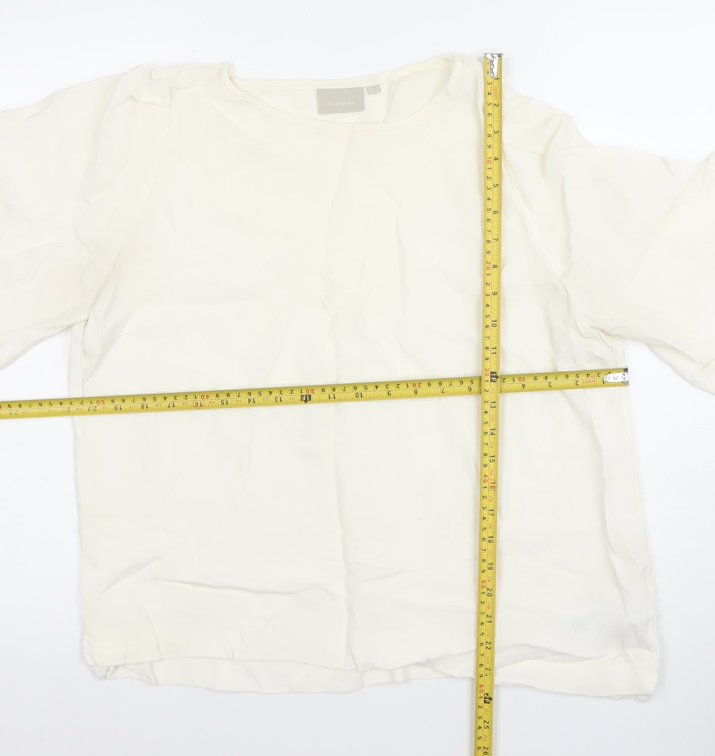 InWear Women's Ivory Short Sleeve Viscose Blouse UK 18