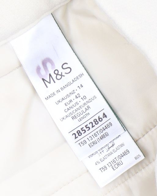 Marks and Spencer Women’s Beige Chino Trousers Size 14 Regular