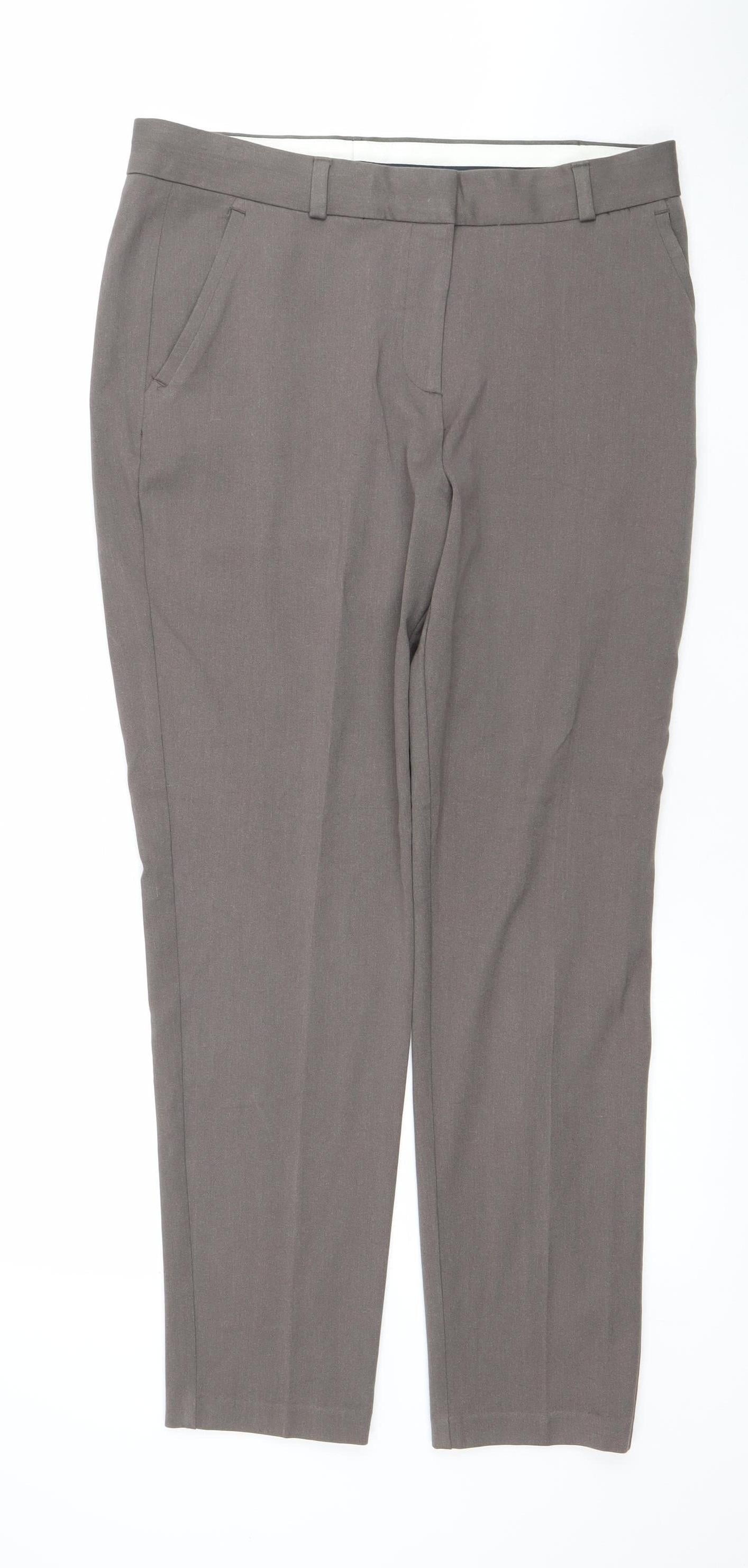 Marks and Spencer Women Brown Regular Fit Viscose Blend Trousers UK 12