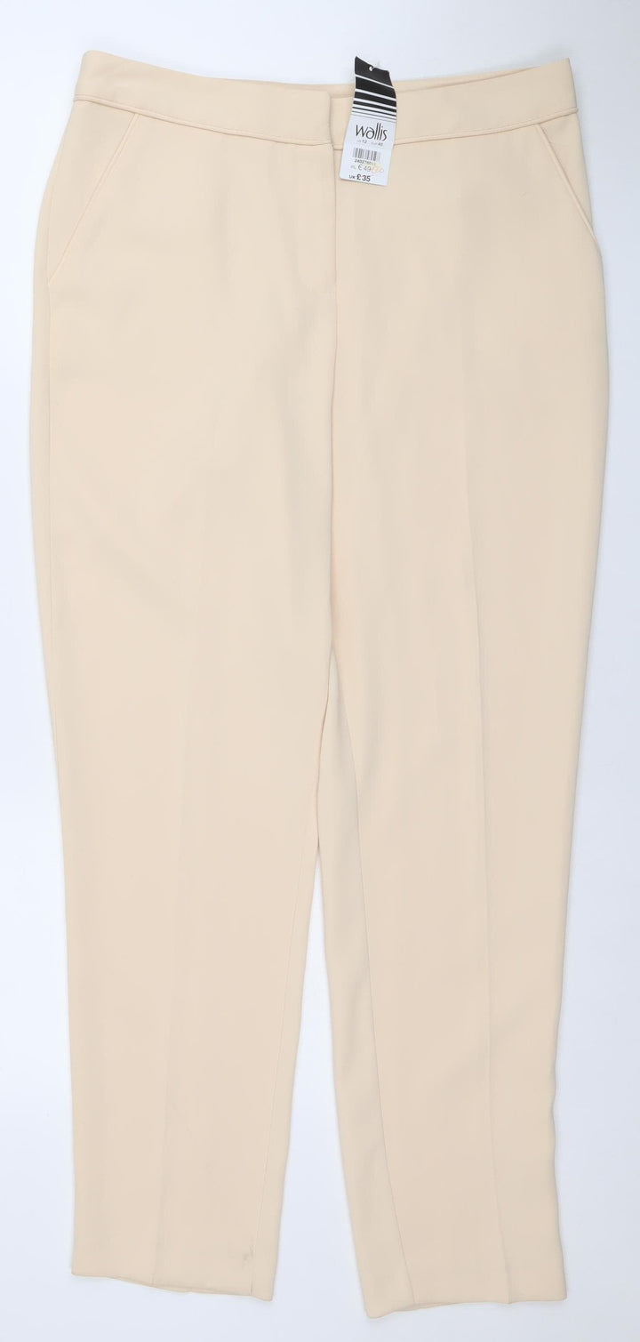Wallis Women Beige Slim Fit Crepe Stretch Trousers UK 12