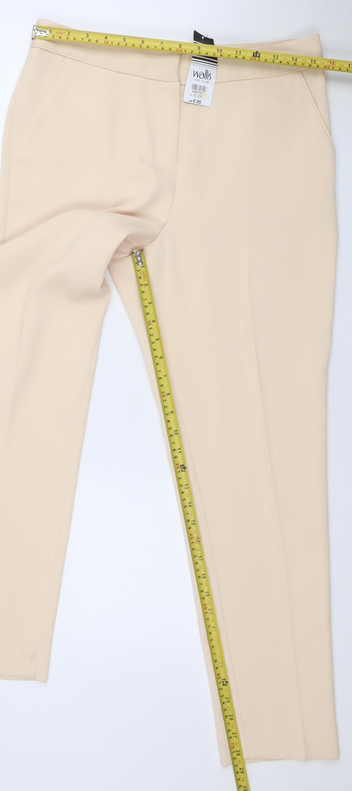 Wallis Women Beige Slim Fit Crepe Stretch Trousers UK 12