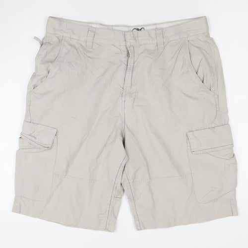 Marks and Spencer Men's Beige Cargo Shorts Size 36 Regular Cotton