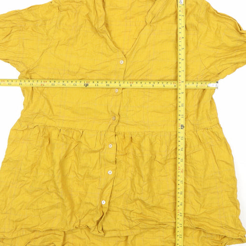 Breakout Women's Yellow Cotton 3/4 Sleeve Tunic Button-Up Top - Size S