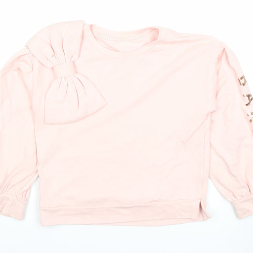 Ted Baker Girls Pink Bow Logo Sweatshirt 8 Years Pullover Cotton