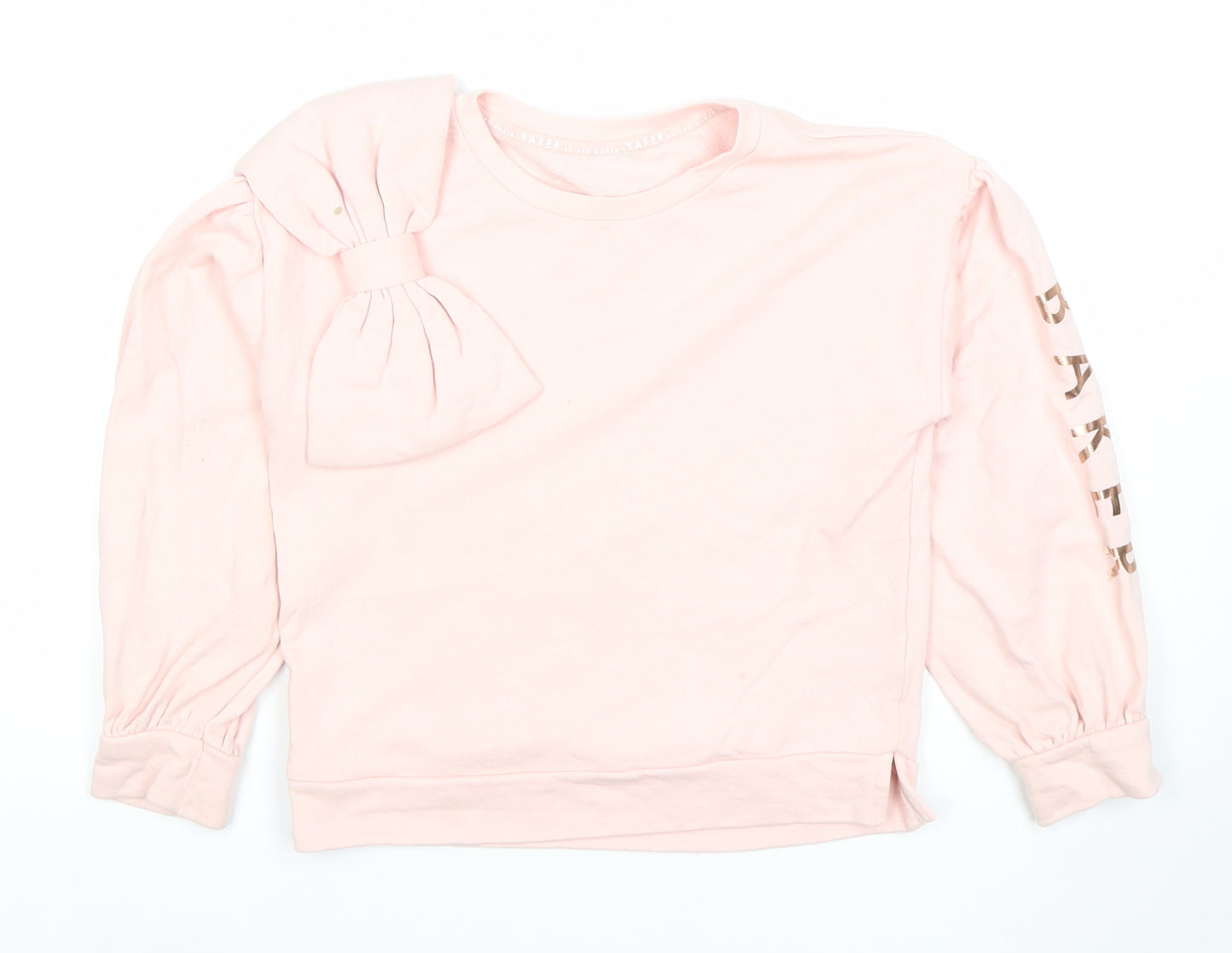 Ted Baker Girls Pink Bow Logo Sweatshirt 8 Years Pullover Cotton