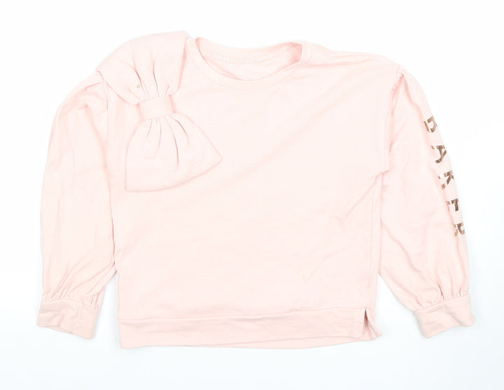 Ted Baker Girls Pink Bow Logo Sweatshirt 8 Years Pullover Cotton