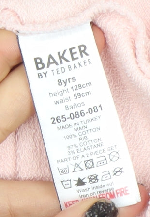 Ted Baker Girls Pink Bow Logo Sweatshirt 8 Years Pullover Cotton