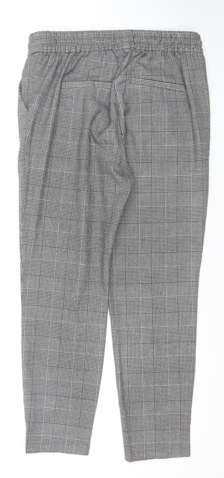 Vero Moda Women's Grey Check Elastic Waist Trousers Size S