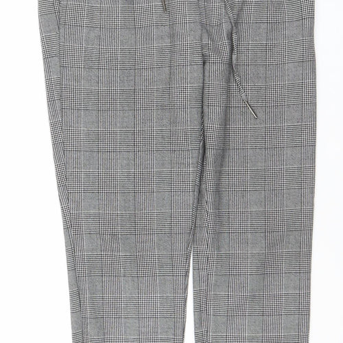 Vero Moda Women's Grey Check Elastic Waist Trousers Size S