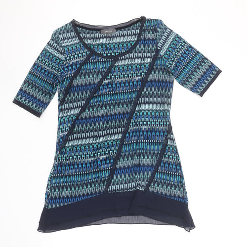 Marks and Spencer Per Una Blue Geometric Tunic Blouse Size 12