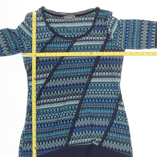 Marks and Spencer Per Una Blue Geometric Tunic Blouse Size 12