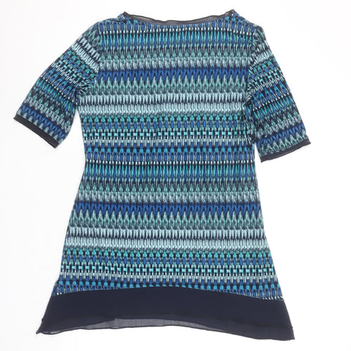Marks and Spencer Per Una Blue Geometric Tunic Blouse Size 12