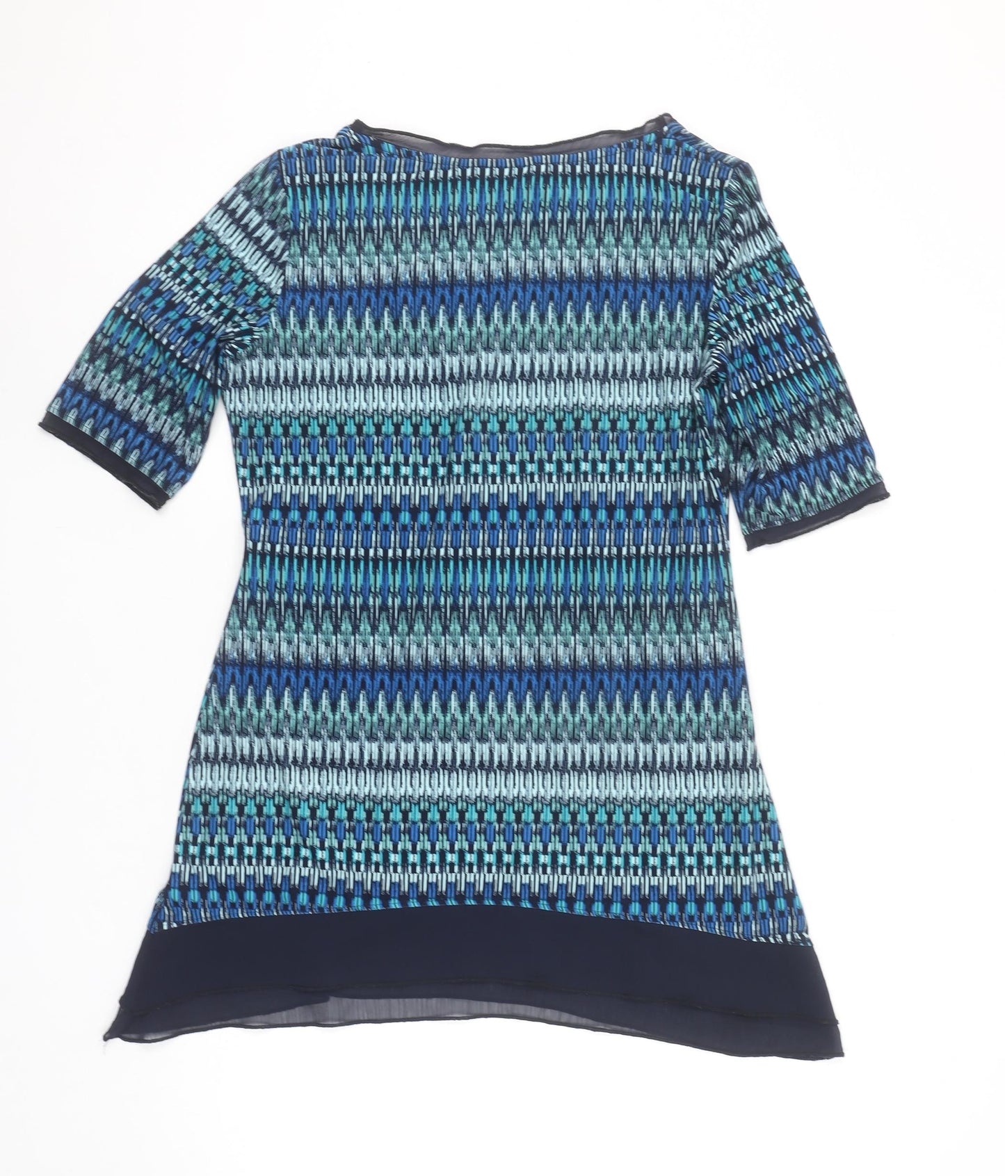 Marks and Spencer Per Una Blue Geometric Tunic Blouse Size 12