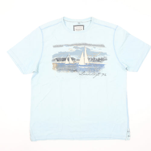 Boston Crew Men’s Blue Nautical Graphic Cotton T-Shirt Medium