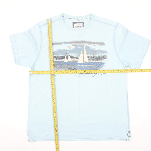 Boston Crew Men’s Blue Nautical Graphic Cotton T-Shirt Medium