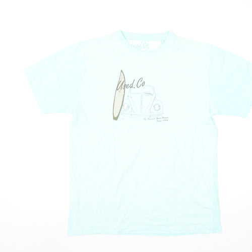 Used.Co Men's Blue Graphic Surf Beach Car Cotton T-Shirt Size M