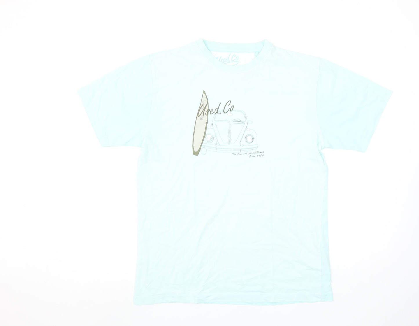 Used.Co Men's Blue Graphic Surf Beach Car Cotton T-Shirt Size M
