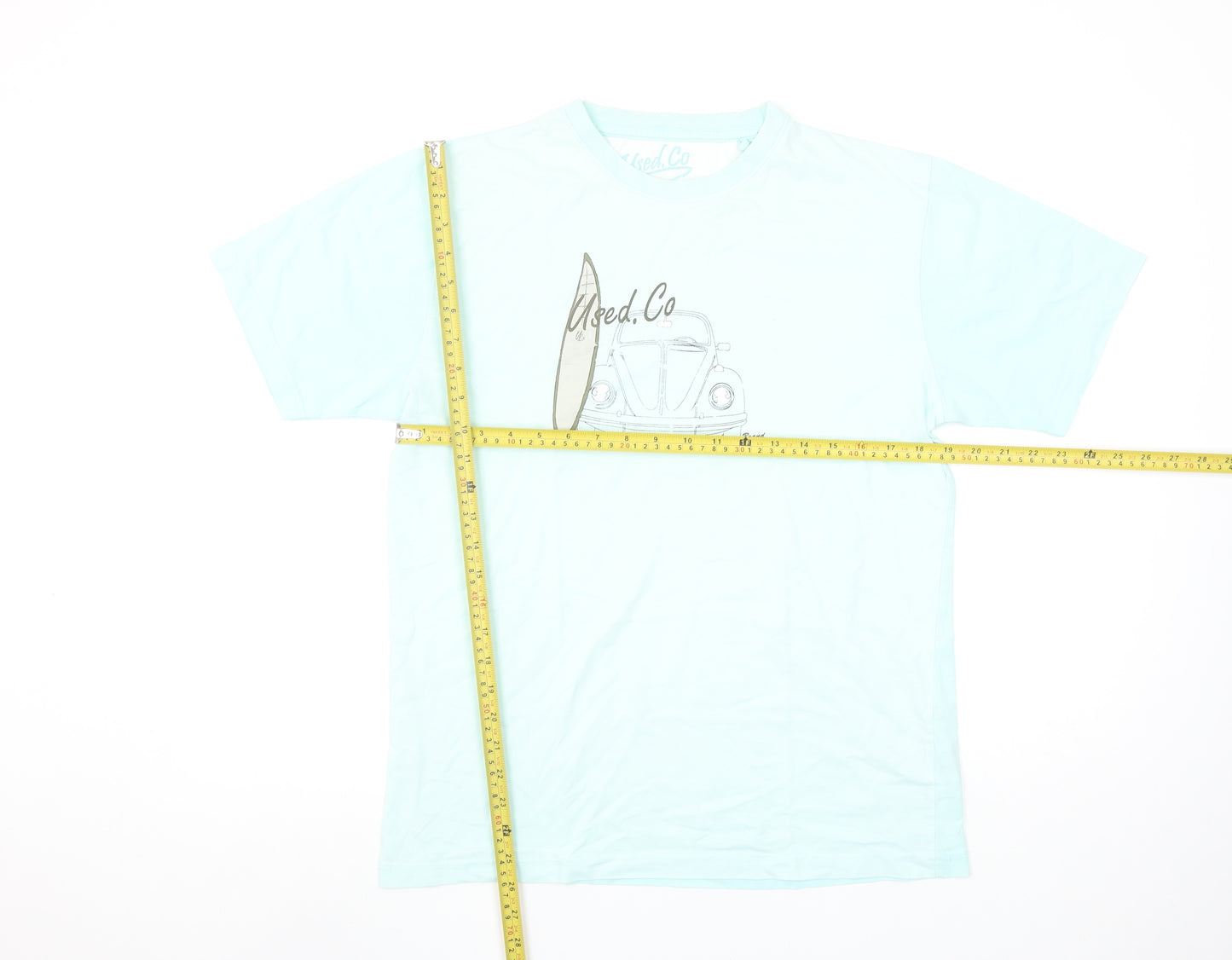 Used.Co Men's Blue Graphic Surf Beach Car Cotton T-Shirt Size M