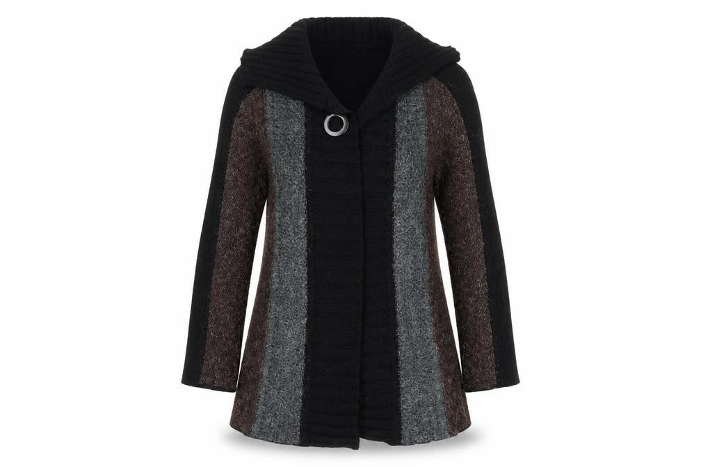 Casamia Exclusive Women's Black Brown Grey Chunky Knit Cardigan S