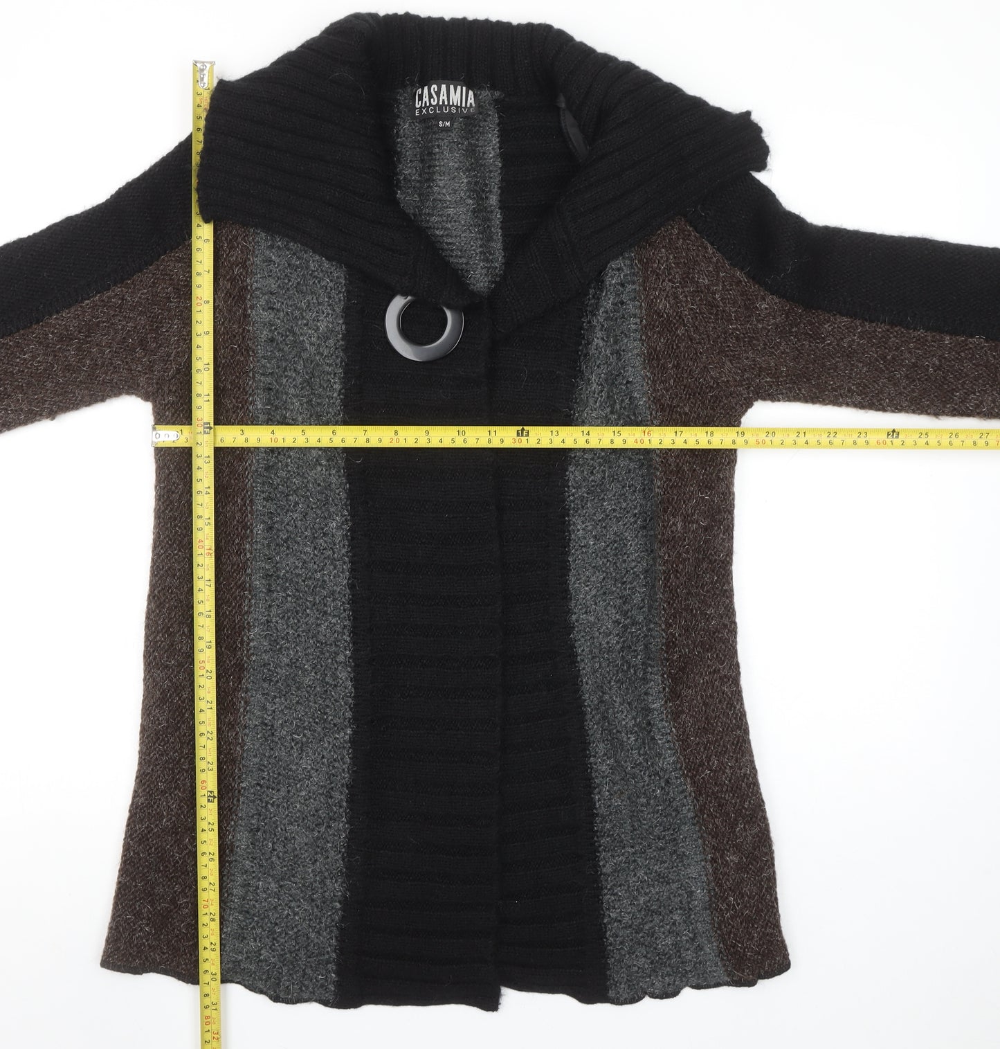 Casamia Exclusive Women's Black Brown Grey Chunky Knit Cardigan S