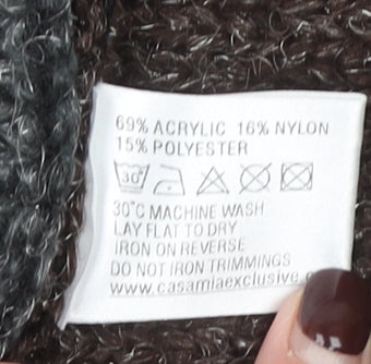Casamia Exclusive Women's Black Brown Grey Chunky Knit Cardigan S