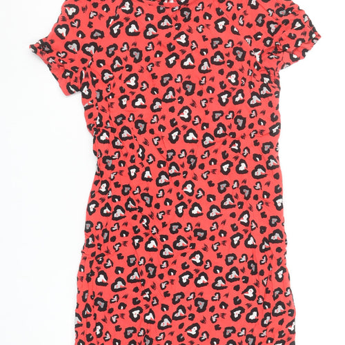 Oliver Bonas Womens Red Animal Print Shift Dress Size 10