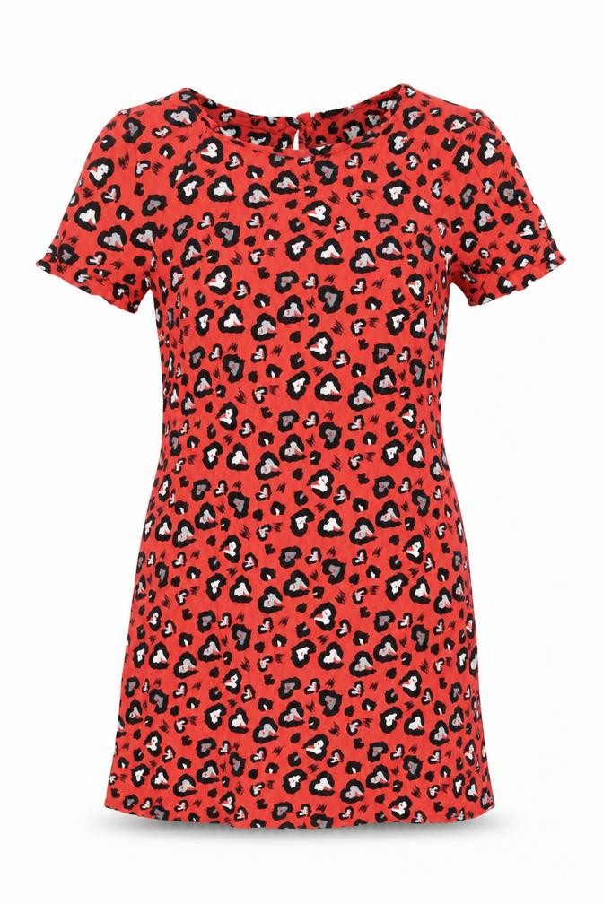 Oliver Bonas Womens Red Animal Print Shift Dress Size 10