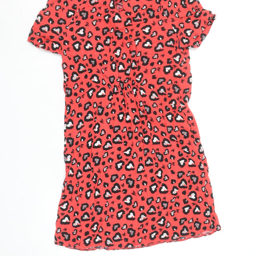 Oliver Bonas Womens Red Animal Print Shift Dress Size 10