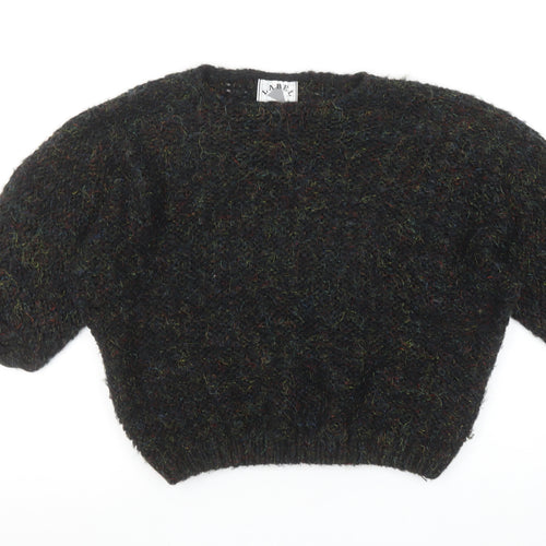 Label Women's Black Chunky-Knit Acrylic Pullover Jumper Size 30