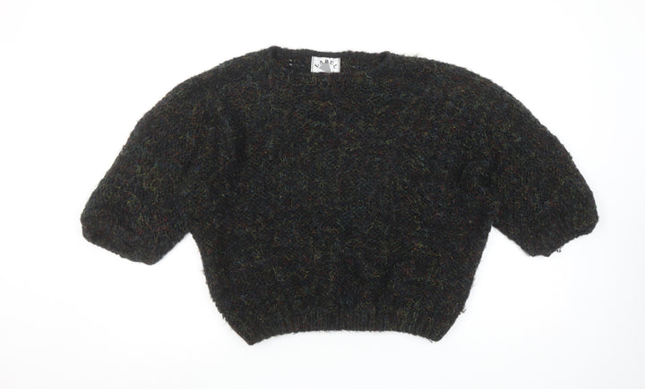 Label Women's Black Chunky-Knit Acrylic Pullover Jumper Size 30