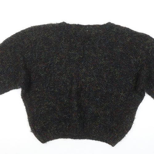 Label Women's Black Chunky-Knit Acrylic Pullover Jumper Size 30