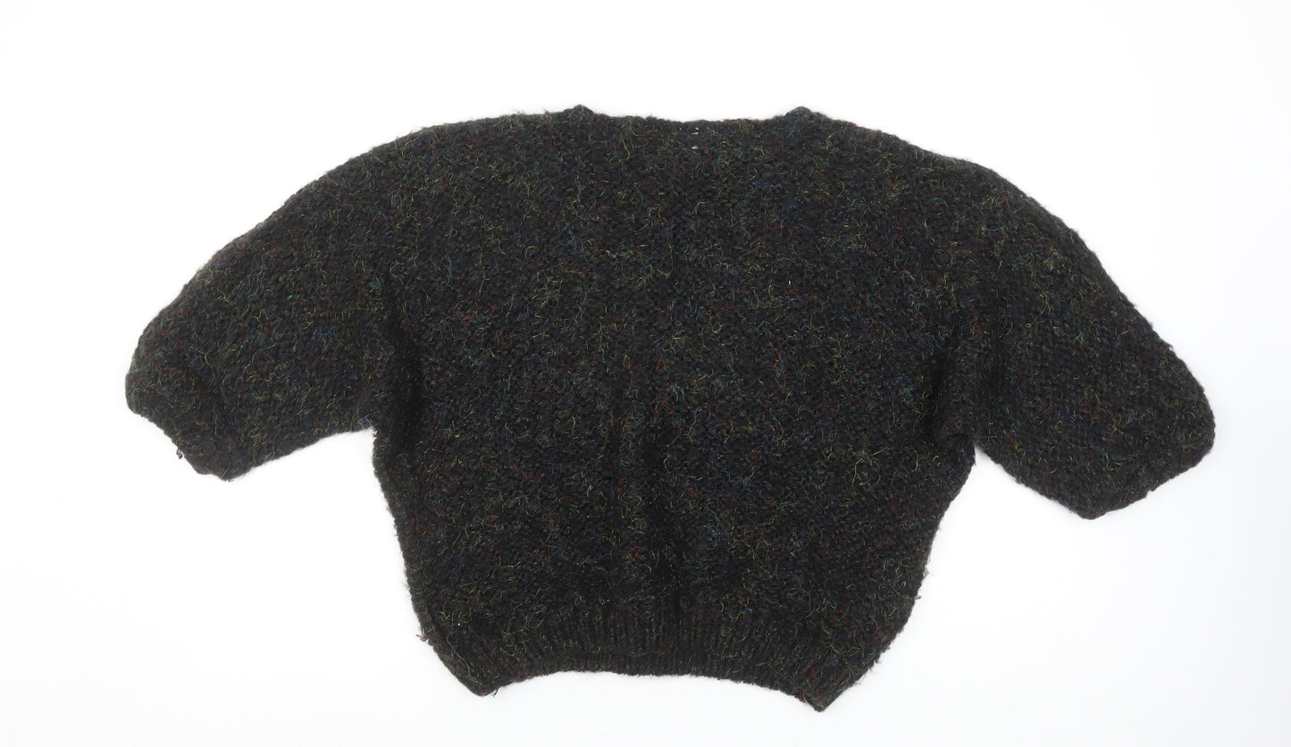 Label Women's Black Chunky-Knit Acrylic Pullover Jumper Size 30