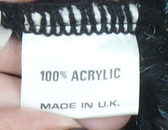 Label Women's Black Chunky-Knit Acrylic Pullover Jumper Size 30