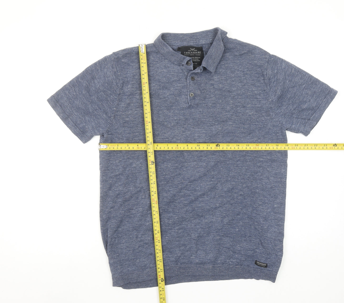 Threadbare Men's Blue Short Sleeve Polo Shirt Size M Regular Fit